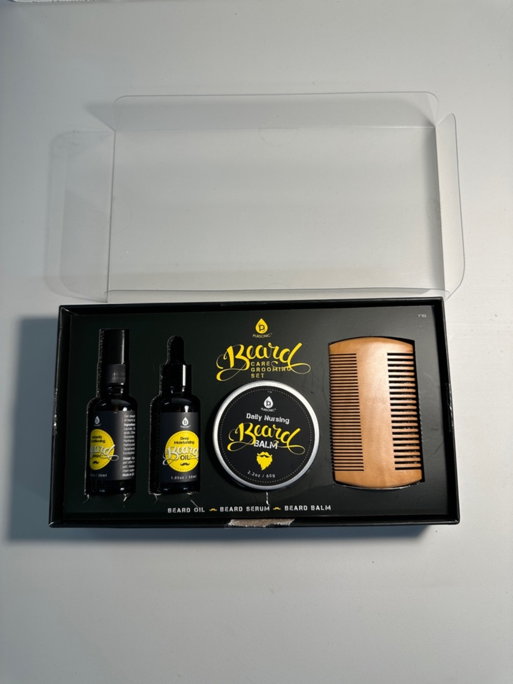 Pursonic Beard Grooming Set- Serum, Oil, and Balm